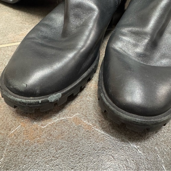 Stuart Weitzman Leather Over the Knee OTK Round Toe Flat Boots Black 7 - Picture 6 of 12